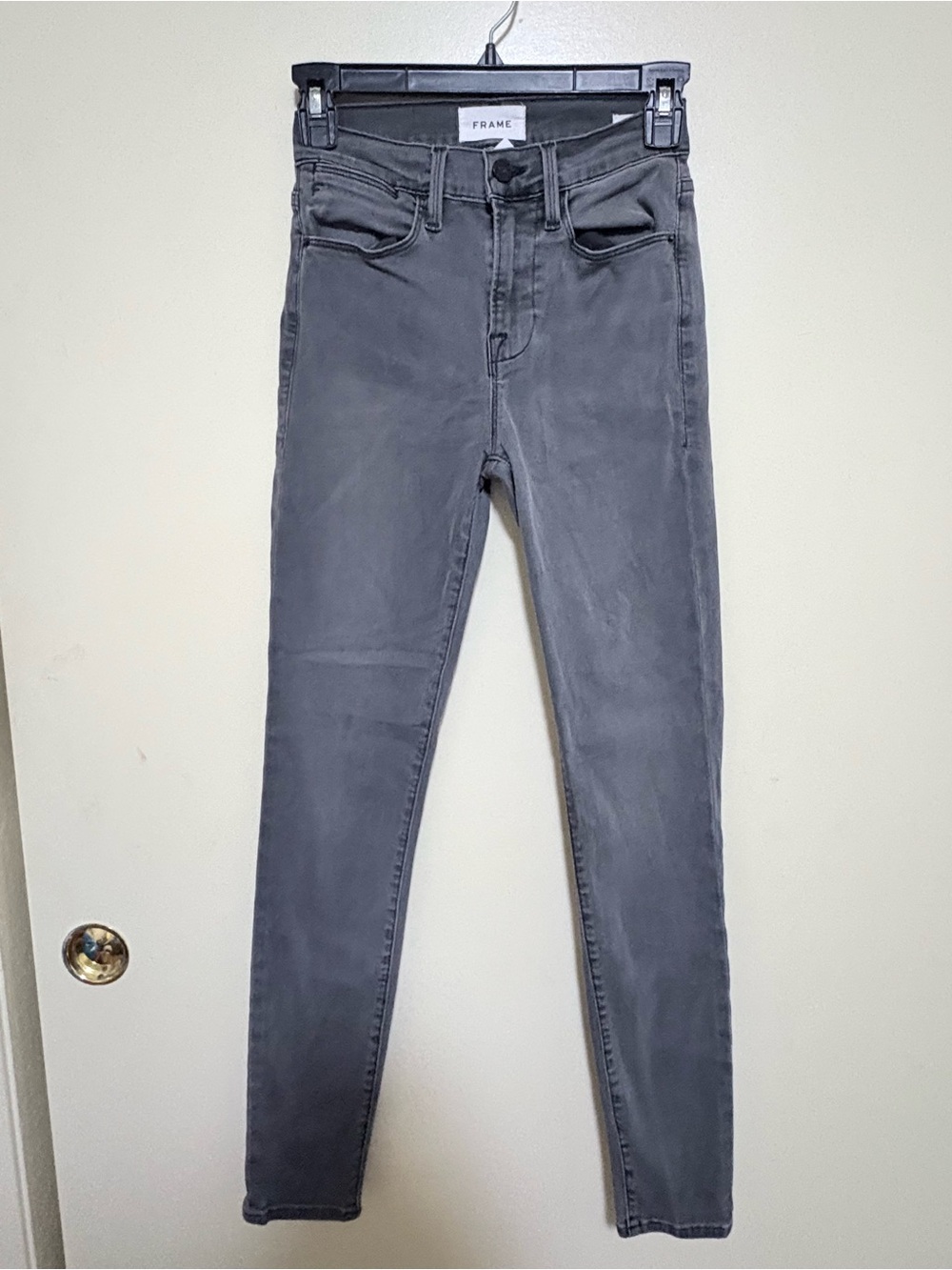 Frame Denim Slate Gray High-Rise Skinny Jeans